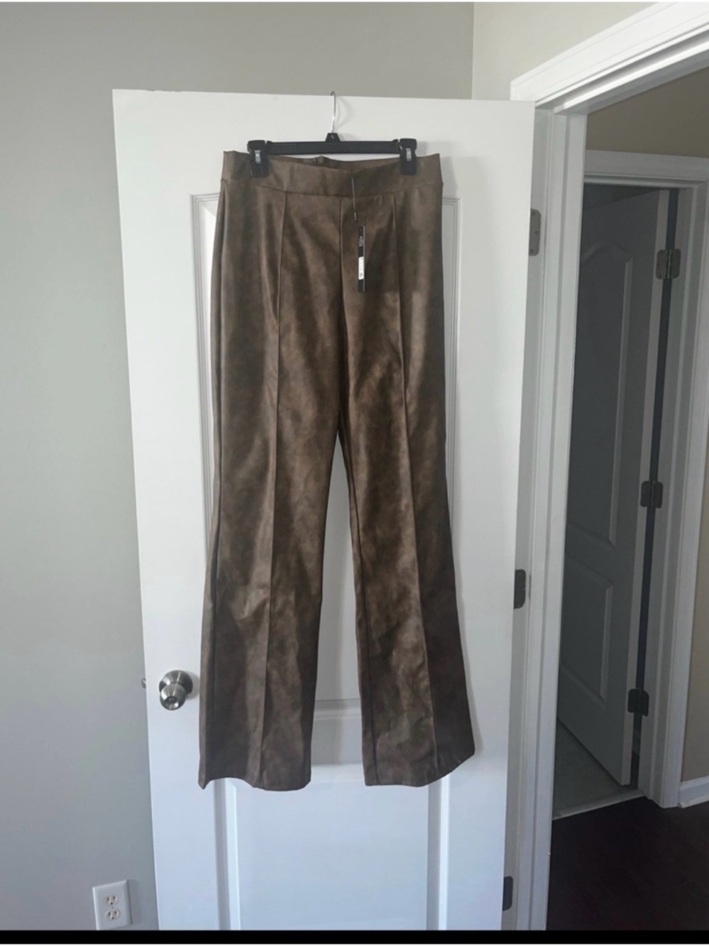 Fashion Nova Leather pants! NWT Women’s Faux Suede Wide-Leg Pants - Brown